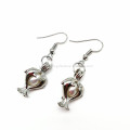 Concise Style Double-Dolphin Shaped Cage Pendant Earrings